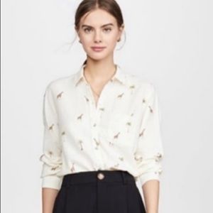 Jane and Delancey giraffe print blouse